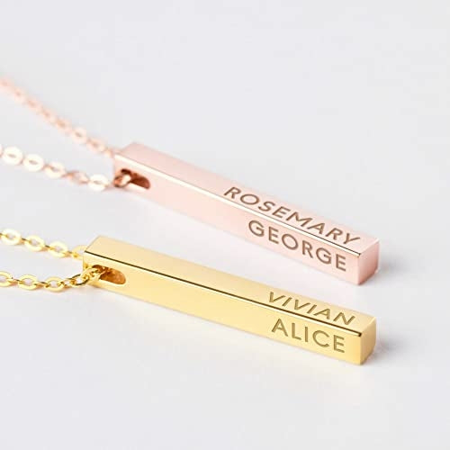 JOCIJI Personalized 4-Sided Engraved Necklace