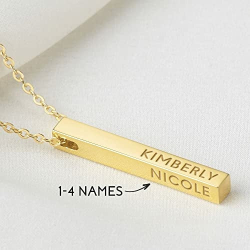 JOCIJI Personalized 4-Sided Engraved Necklace